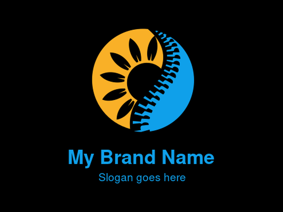 Bright Orange Sun and Blue Spine Yin-Yang Logo Design for Holistic Chiropractic and Solar Energy Wellness Practices